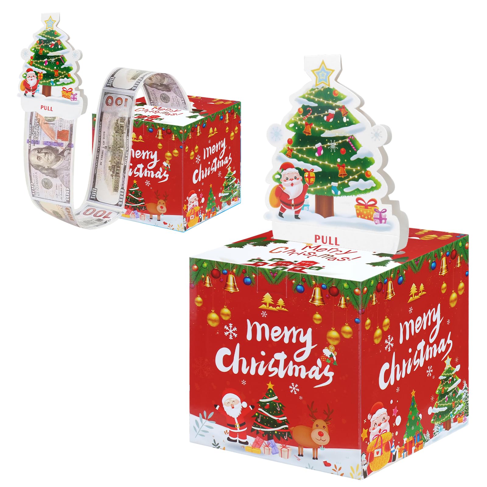 Fachoi Luminous Tree Christmas Money Gift Box, Christmas Money Box Cash Gift Pull Pouch Funny Xmas Pull Cash Money Case Novelty Festival Cash Drawer For Xmas Surprise F4-Sdcqh (Luminous Tree)