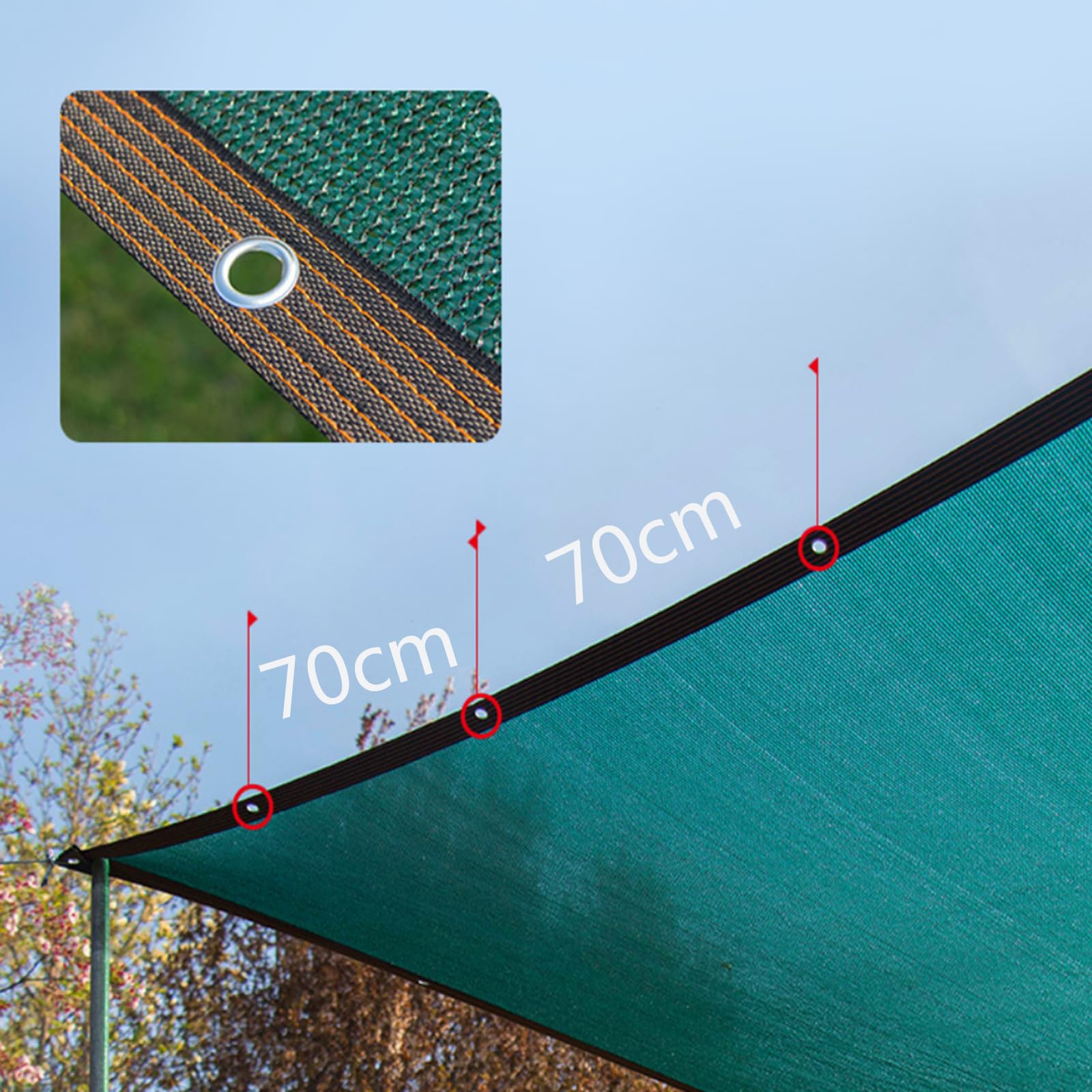 Red de Sombra para jardín con Ojales,Verde Malla Sombra con Ojales,90% de Protección Solar Al Aire Libre,para Jardín Pérgola Invernadero,Fácil de Colgar (600cm x 1100cm)