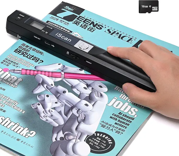 A4 Document Scanner - Portable Photo Scanner with 16GB Memory Card, USB Connection for Computer, Black, LNKH09