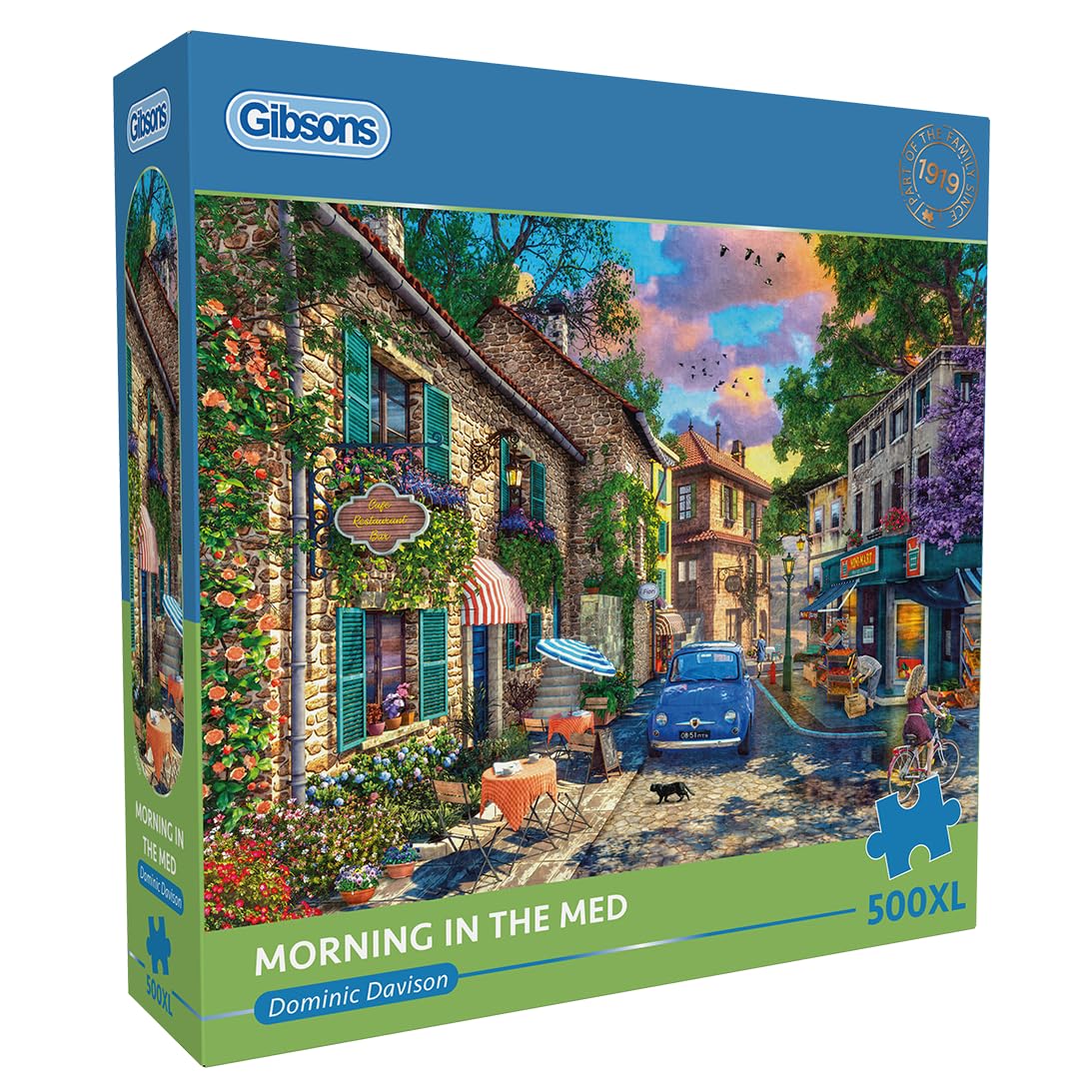 Gibsons Morning in the Med 500XL Piece Jigsaw Puzzle for Adults – Mediterranean Nostalgia by Dominic Davison – Extra Large Pieces for Easy Handling – Premium British Gift Premium