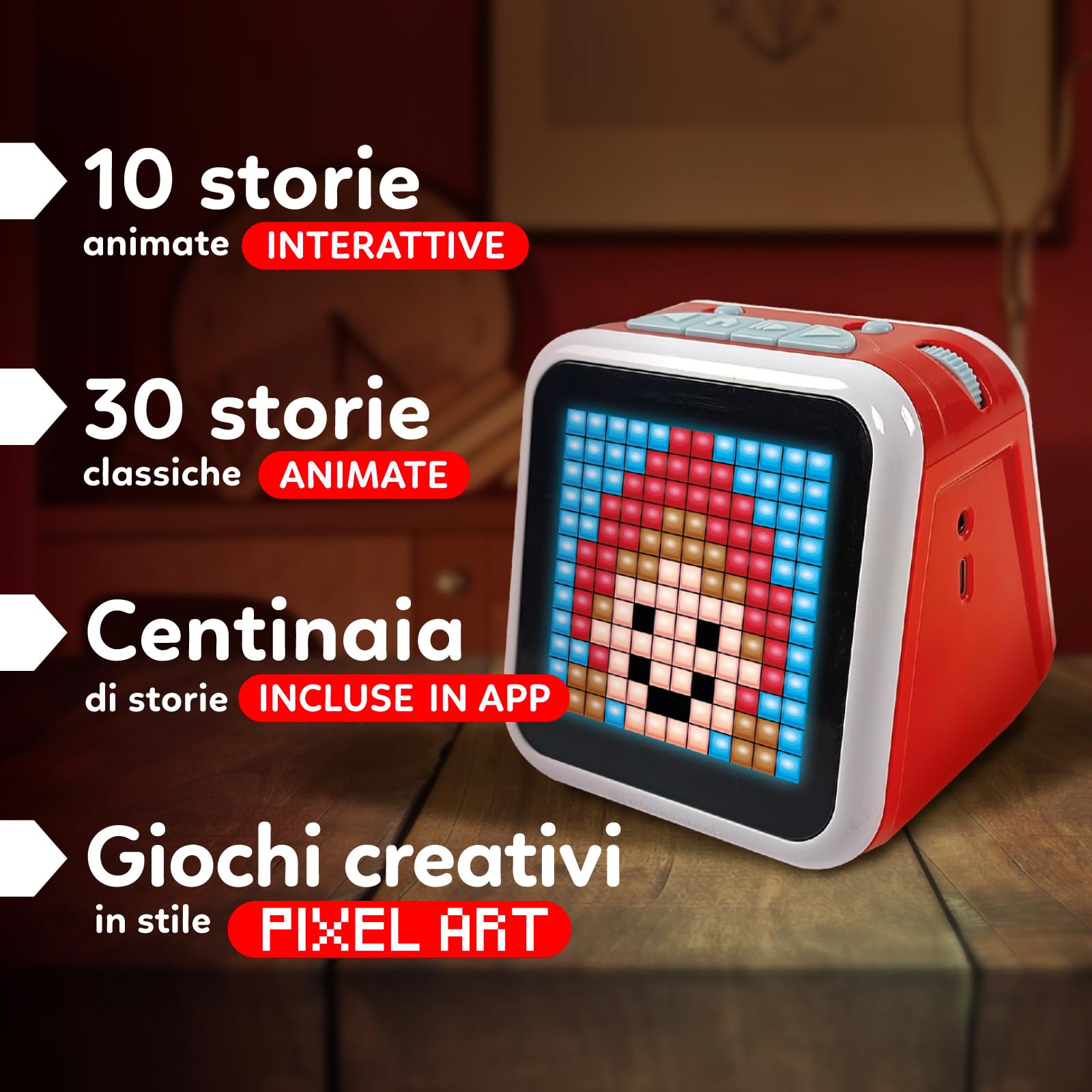 Clementoni Sapientino - Magico Raccontastorie per Bambini 3-8 Anni, con 40 Storie Illustrate in Pixel Art Interattive e Personalizzabili, 3 Modalità di Gioco e 2+ Ore di Racconti Scaricabili, 17729