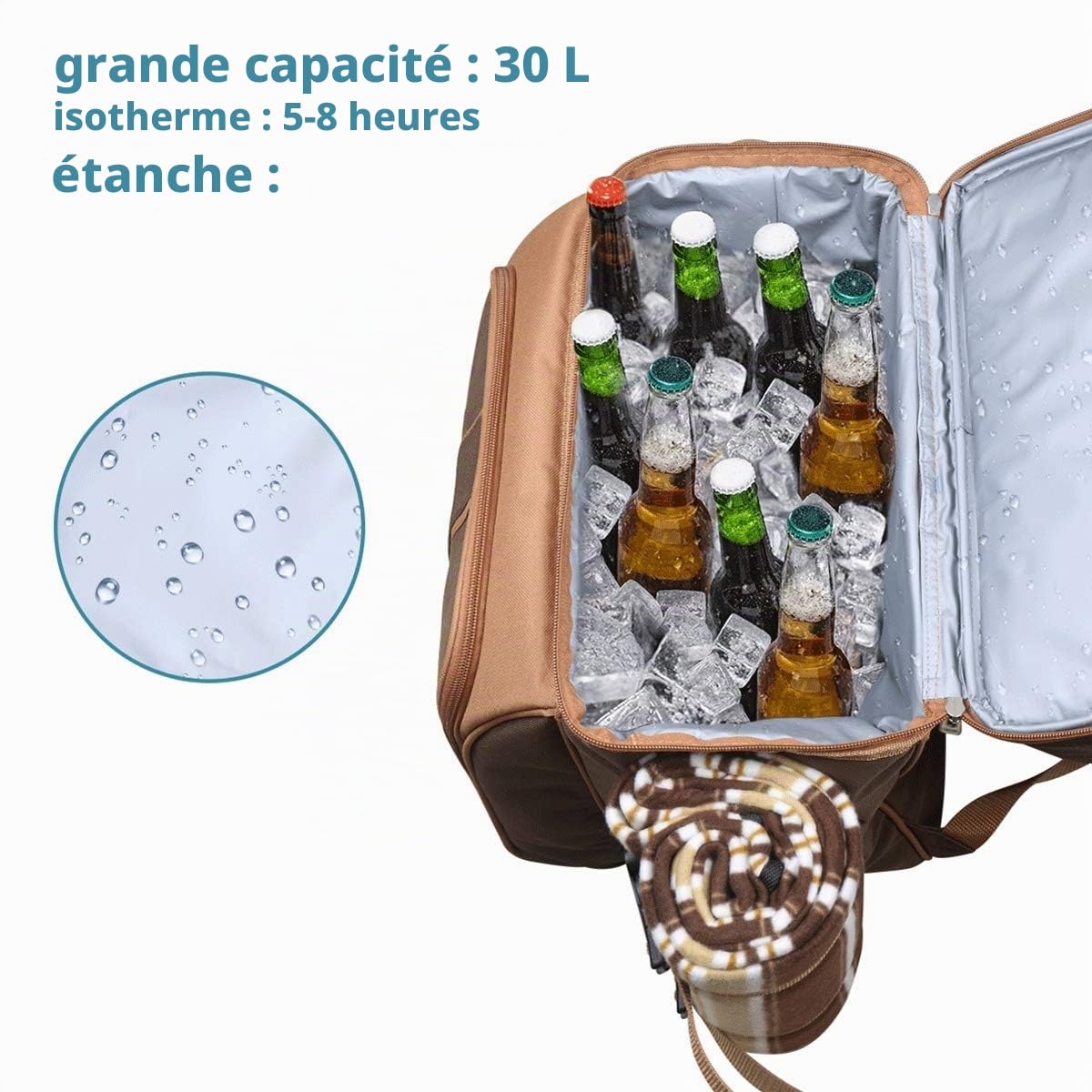 Hap Tim Sac à Dos de Pique-Nique pour 2 Personnes avec Grand Compartiment Isotherme, Couverture en Polaire, Couverts, Parfait pour la Plage, Les barbecues, Cadeaux pour Les Amateurs