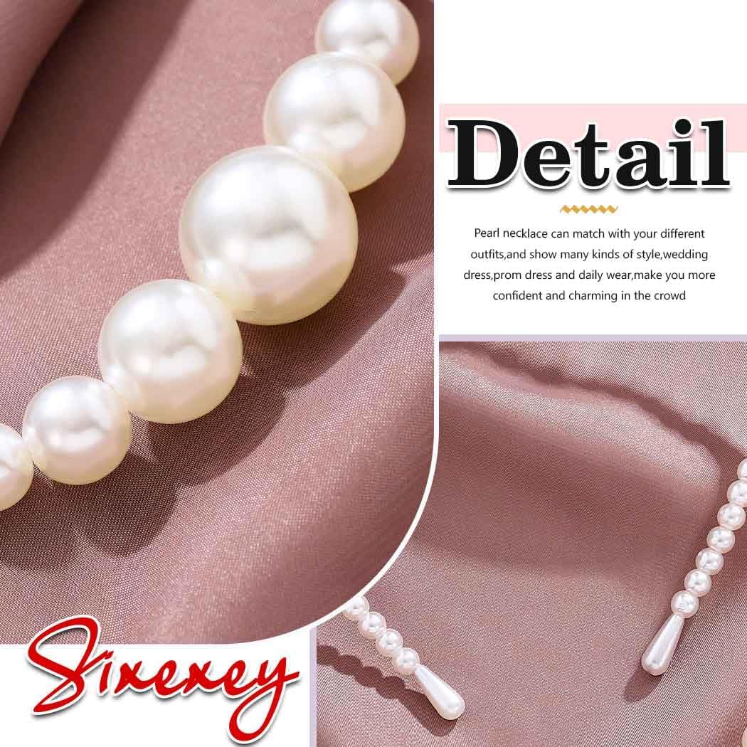 Sixexey Pearl Jewelry Set Wedding Bridal Necklace Jewelry Prom Costume Jewelry Accessories for Women - Image 6