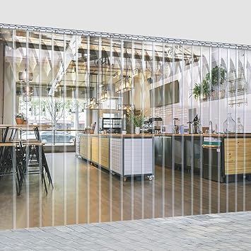 Transparent Door Curtain PVC Strip Curtain, Transparent Vinyl Door Strips, 1.5mm Thickness Plastic Door Curtain0.15x2.5m/5.9x98in