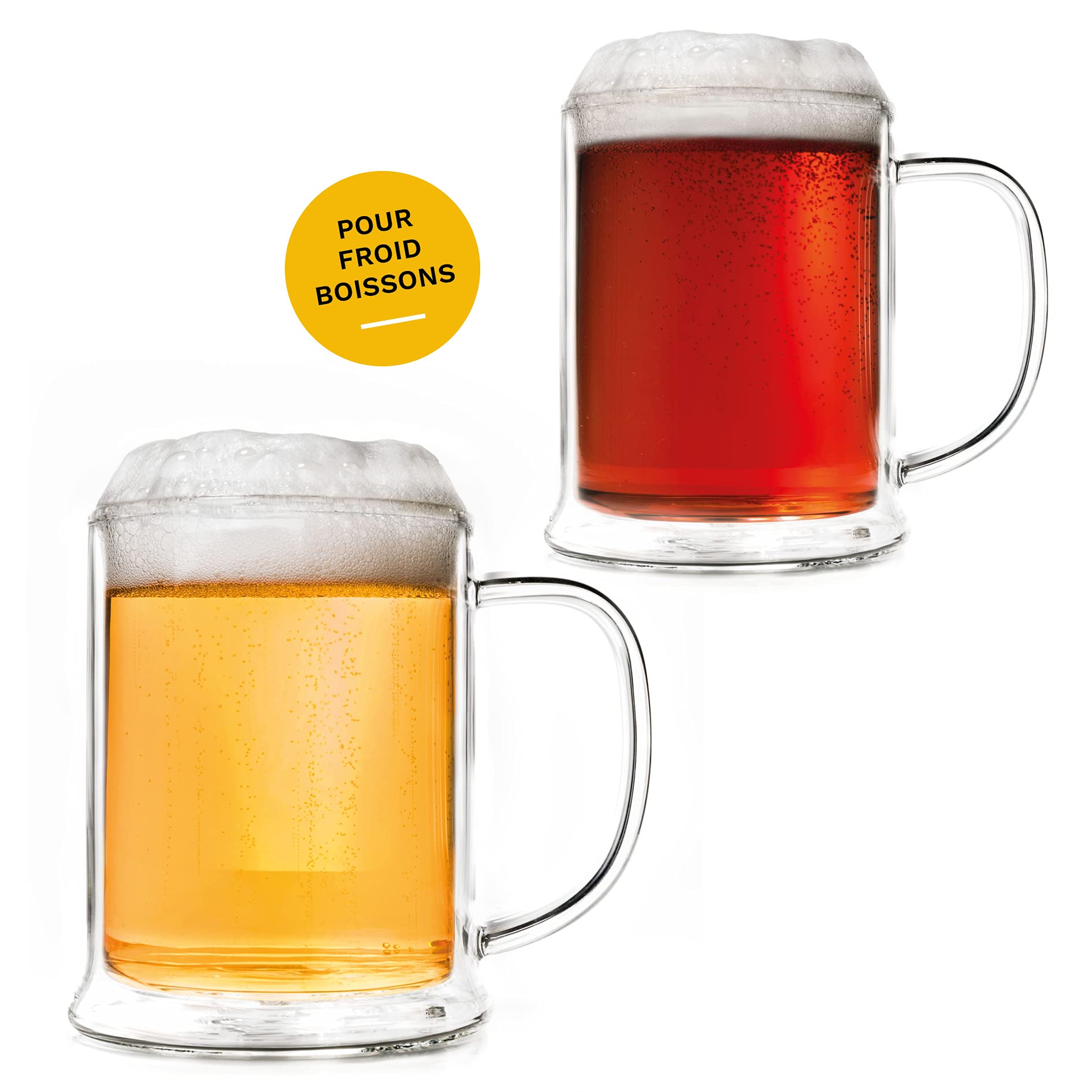 Creano Lot de 4 Verres à Bière Double Paroi 500 ml – Verres Isothermes Modèles Hauts en Borosilicate pour Bière de Blé & Longdrinks