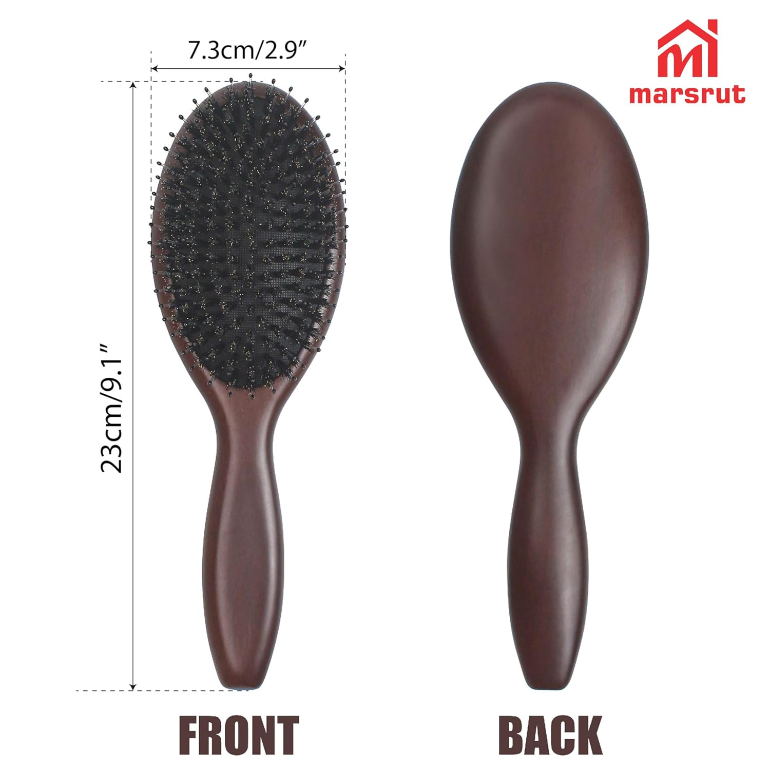 No Shampoo Hair Brush for Fine Thin Hair, Soft Bristle Scalp Massage Comb, Natural Wood Medium Multifunctional Massager for Women Men Oily Hair Care Cleansing Growth Enhance Shine Texture, Slick Back - Image 2