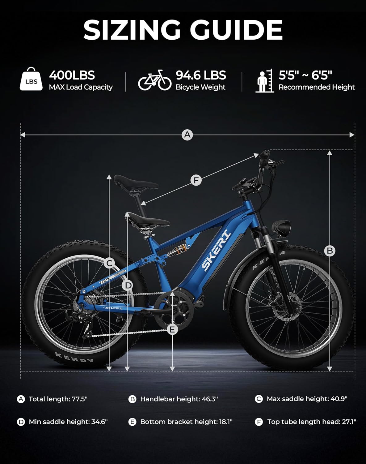 Skeri Electric Bike for Adults, 1000W Motor 28MPH All-Terrain Ebike, 48V 20AH Battery 85 Miles Long Range, 26" Fat Tire Full Suspension Mountain E-Bike, Aluminum Alloy Frame