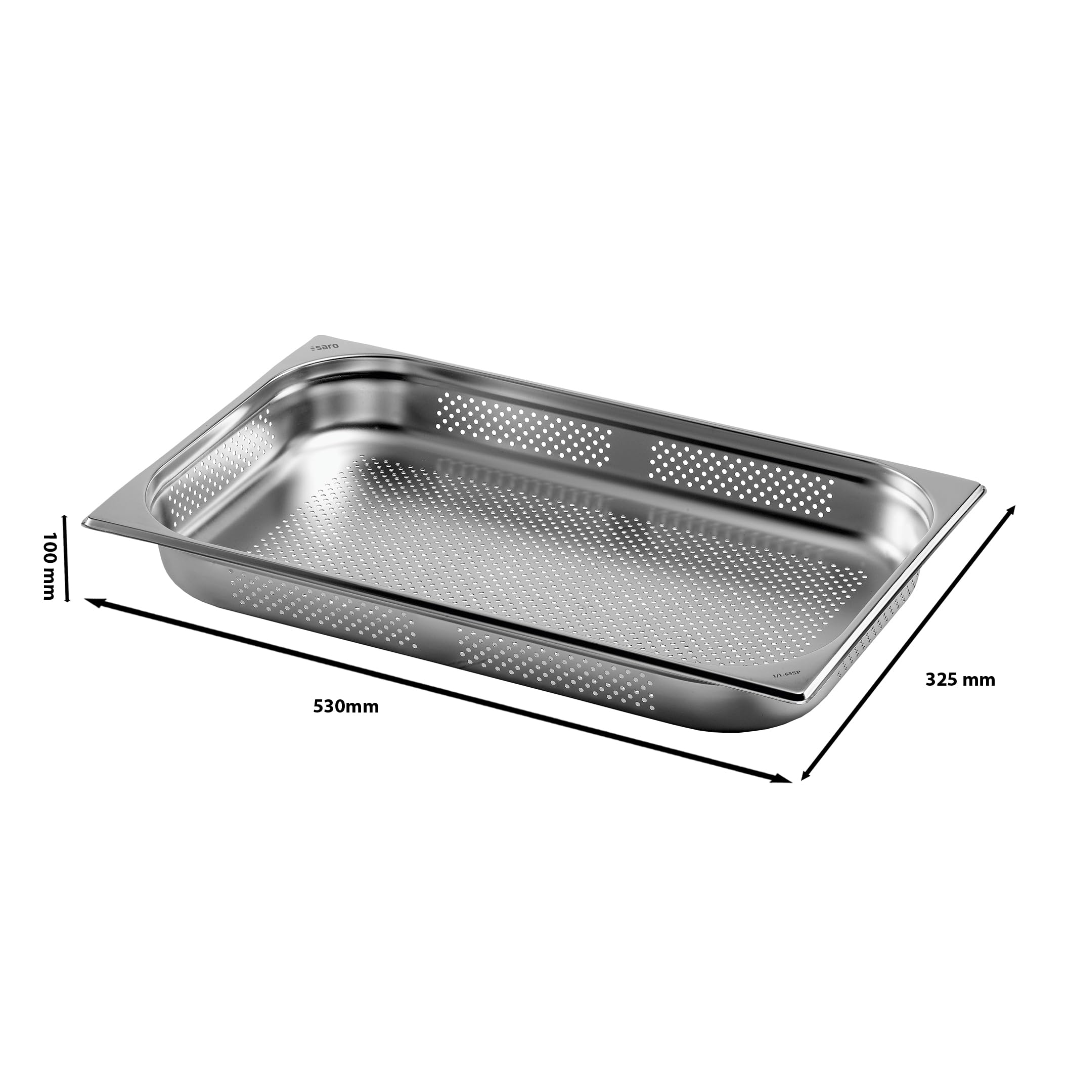 SARO BUDGET LINE Recipiente GN 1/1 perforado, acero inoxidable, 100 mm de profundidad, 14 l de capacidad, para ollas a vapor y baño maría