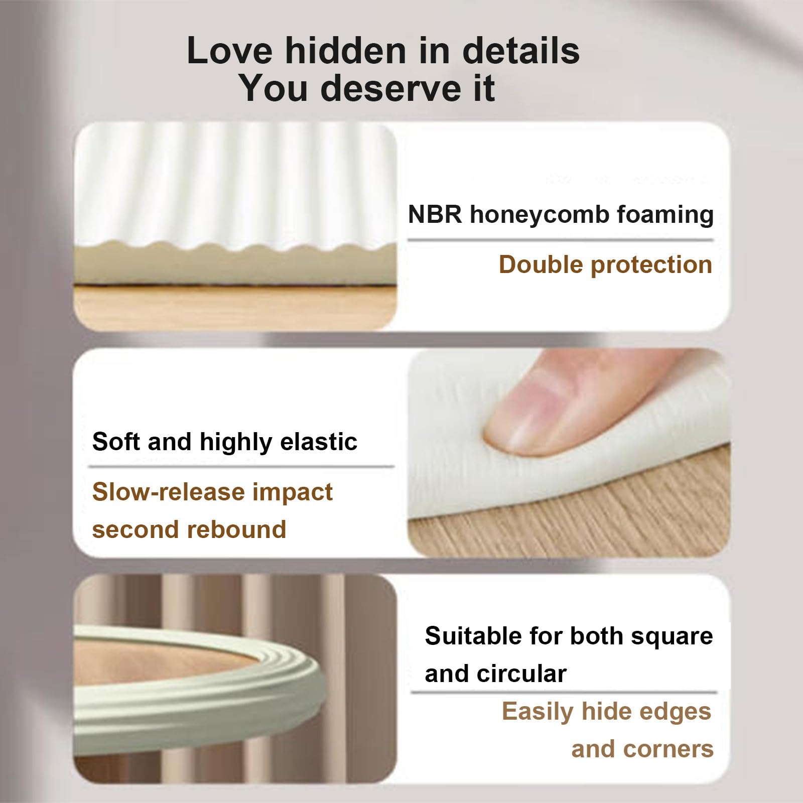 Protectores de esquina de muebles, Protectores de Bordes for Mueble, Puerta, Pared, Beige, 200x8x0.8
