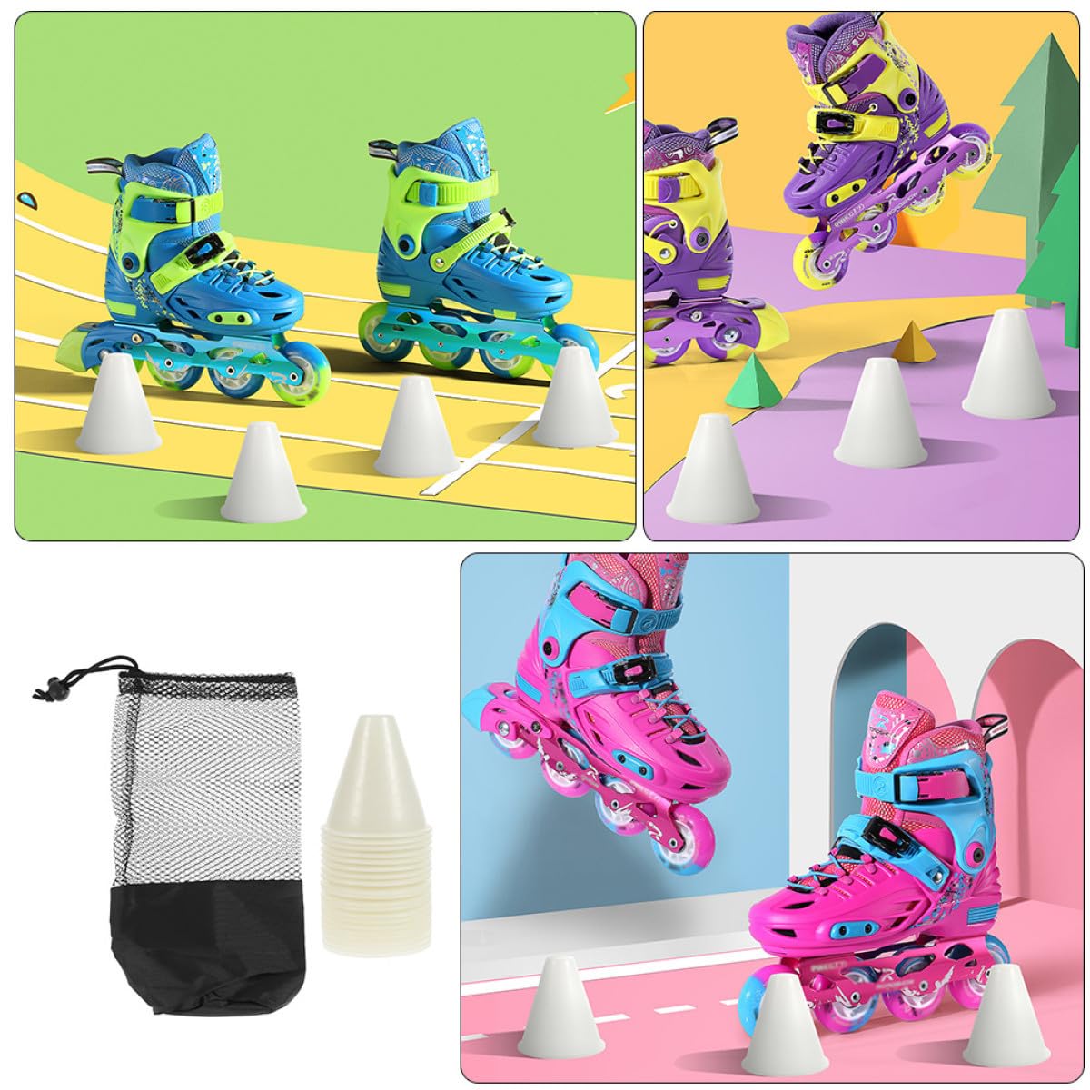 Conos de Entrenamiento para Patinaje en Línea, 30 Piezas Color Humo Claro