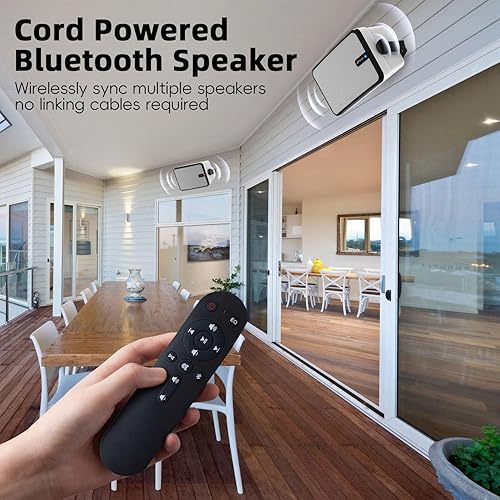 Miniatura 2 de Altavoces Bluetooth para exteriores de 600 W, sincronización inalámbrica entre altavoces, graves potentes, soporte de pared para patio, porche,