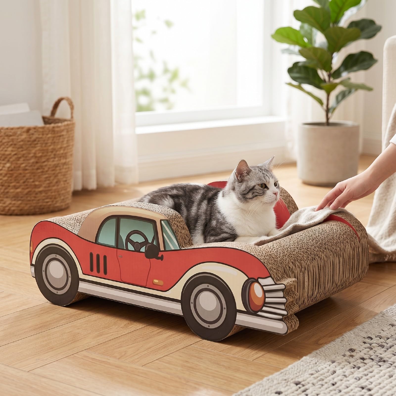 Pssopp Tiragraffi per Gatti in Cartone, 19,7x11,8x6,3 Pollici Grande Tiragraffi per Gatti Tappetino Antigraffio Reversibile per Animali Domestici per il Riposo dei Gattini da Interno