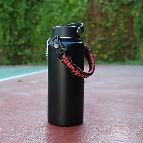 Miniatura 5 de Wongeto Mango de paracaídas, correa de supervivencia con anillo de seguridad y mosquetón, compatible con botellas de agua de boca ancha Hydro Flask