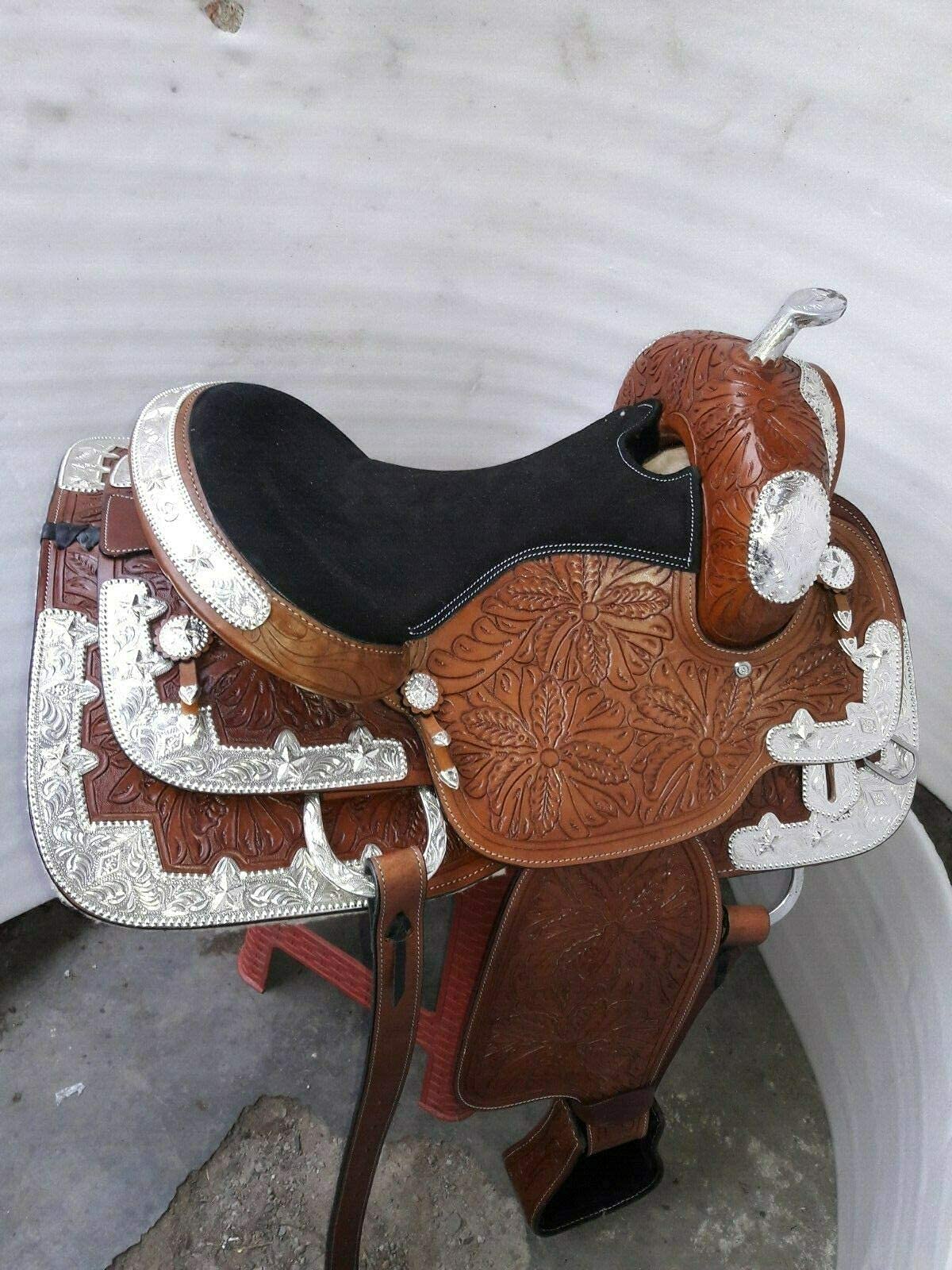 Equestrian Universe Western Fully Show Sella con Canchos Angolo Argento e Sottosella