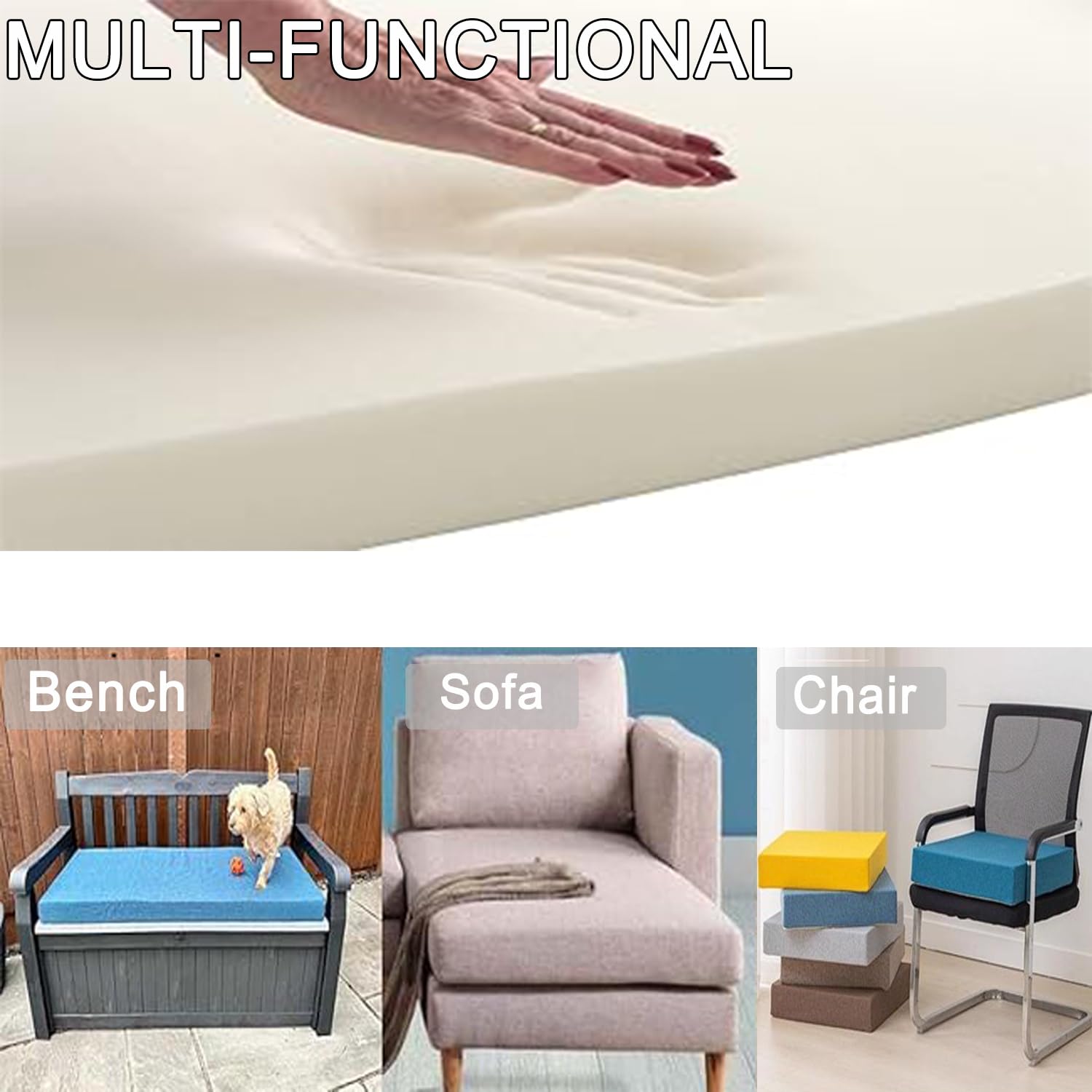 Polsterschaum, ganzteiliger, fester Schaumstoff, verwendet für Pads, Sofa, Polster, Ersatzkissen, Matratzenauflage, Sitze, Wohnmobile (150 x 50 x 5 cm)