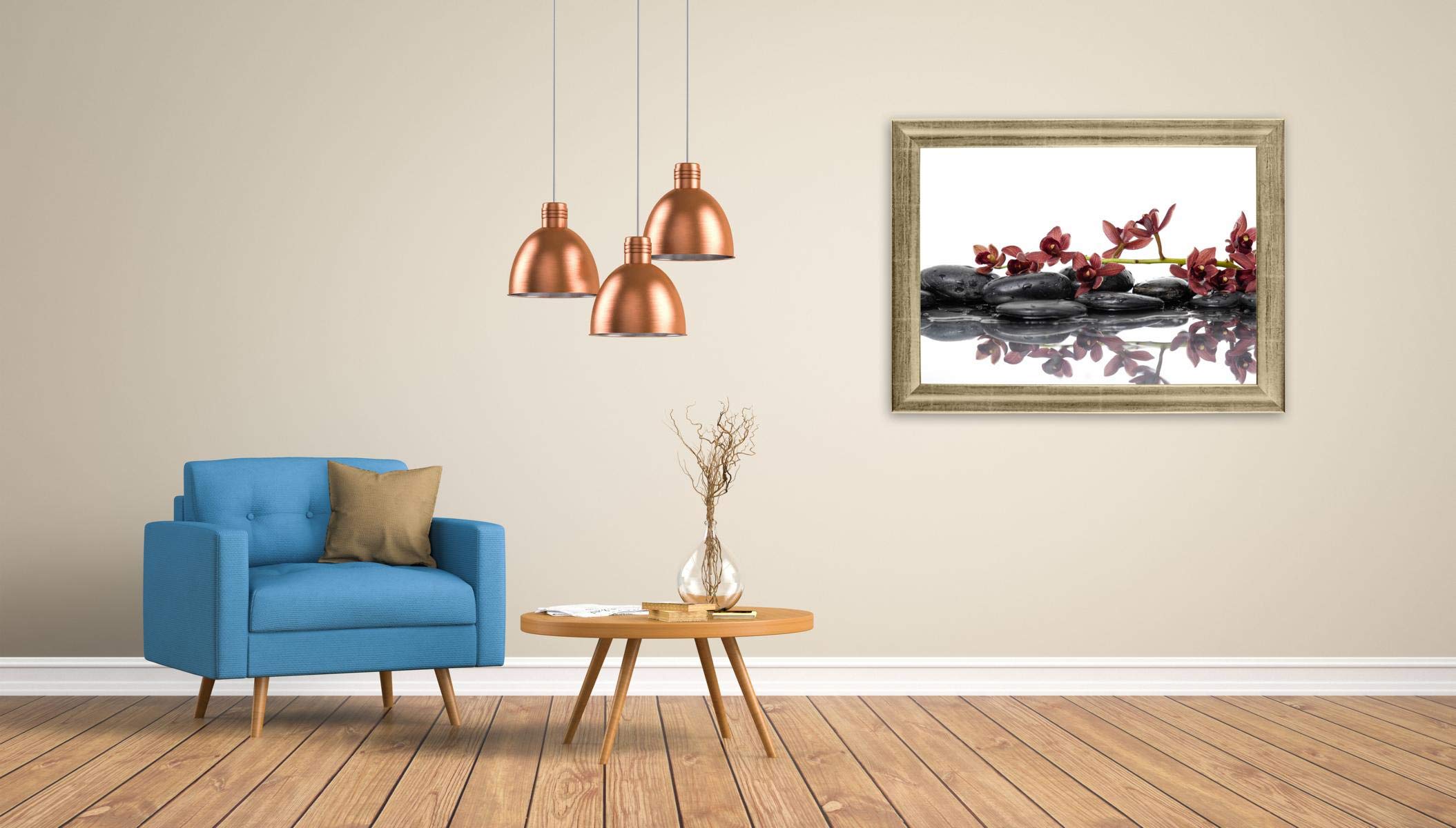 DR35 Cadre photo 34x89 cm (Noir brillant), cadre en bois MDF de 35 mm de largeur