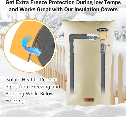 Vista 9 de TOHONFOO Envoltura de tubería - Cinta aislante de tubería de agua marrón para exteriores de 4 pulgadas x 15 pies, cinta térmica para líneas de CA