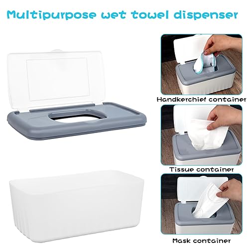 Miniatura 3 de VAIPI Paquete de 100 toallitas de franela para bebé con dispensador, toallitas reutilizables para bebé, lavables, naturales, suaves y agradables a