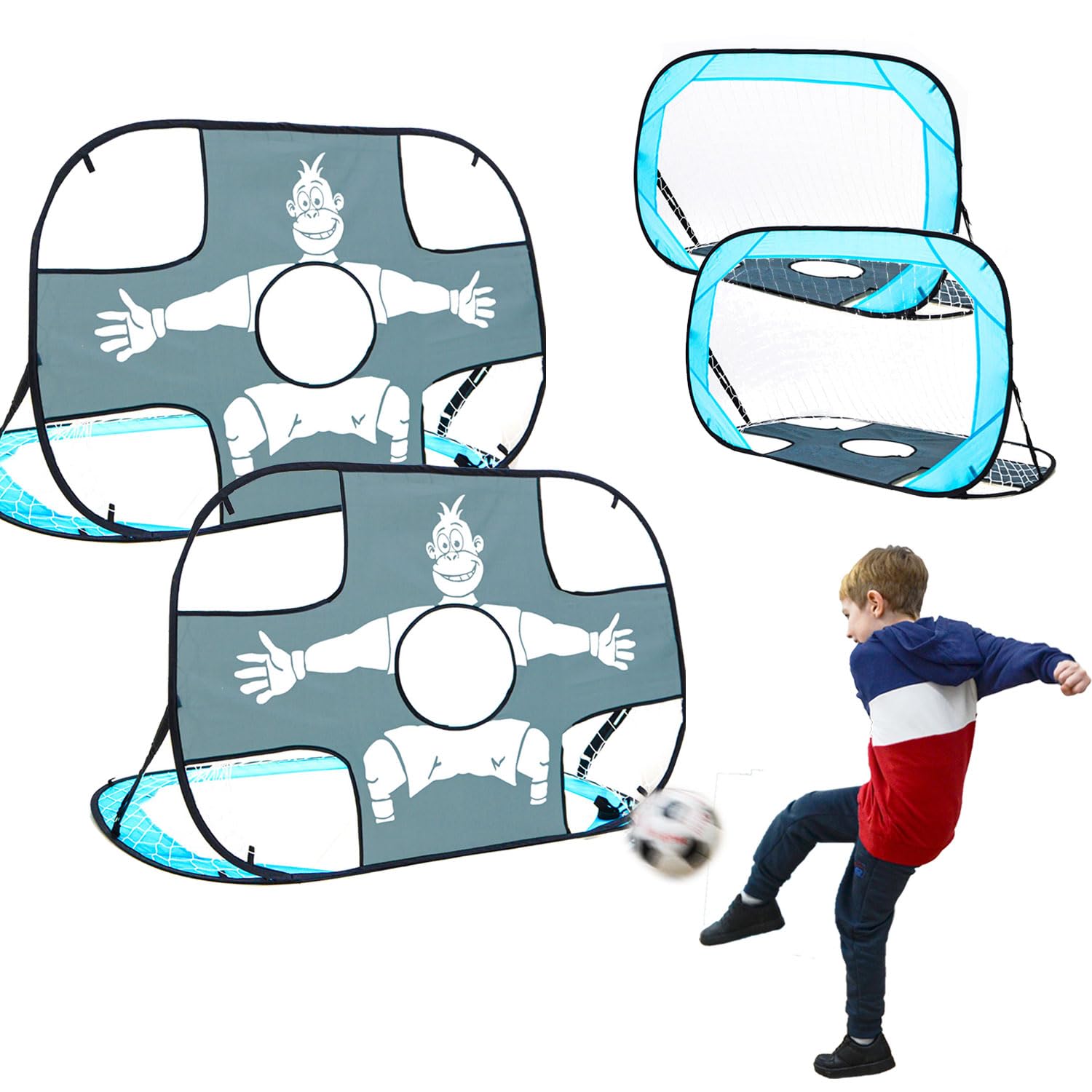 Set 2 Porte Da Calcio Portatili Per Bambini 1,2x0,9m – Pop-up Con Borsa Trasporto E Pioli, Ideali Per Cortile E Spiaggia
