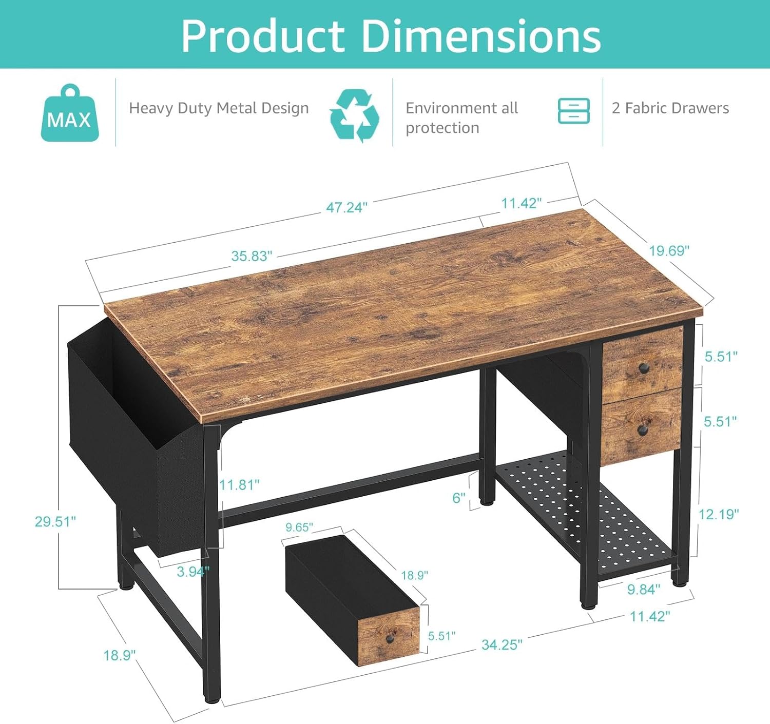 Lufeiya White Small Desk with Drawers - 40 Inch Computer Desk for Small Space Home Office, Modern Simple Study Writing Table PC Desks The Forest Stewardship Council - imagen 5