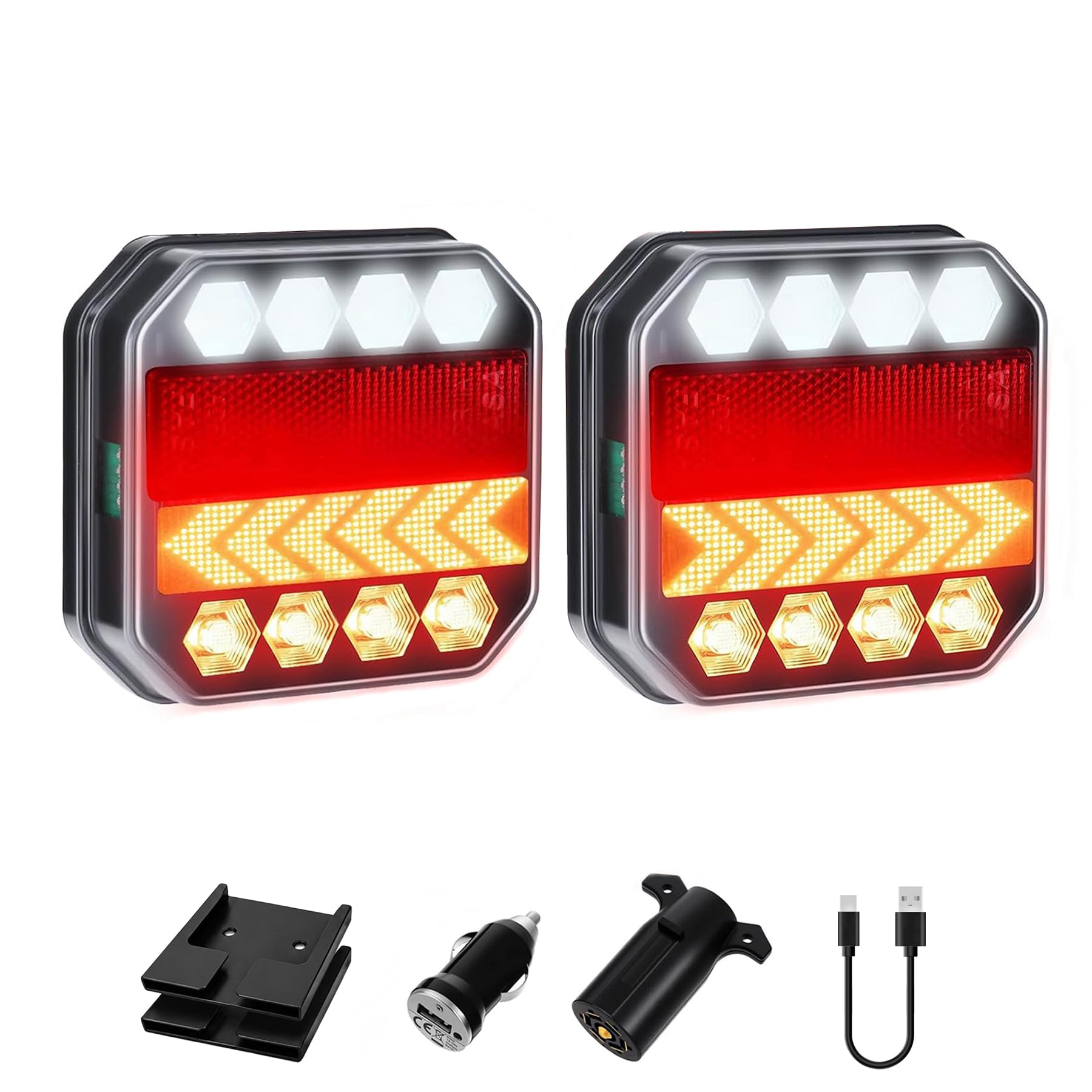 Photo 1 of US-VIVIV Wireless Trailer Lights Magnetic, LED Boat Utility Tail Light Kit, Car Tow Towing Light for Trailer, Rechargeable 3-in-1 Turn/Brake/Reverse LED Lights for Trucks, RVs, Boats & Campers