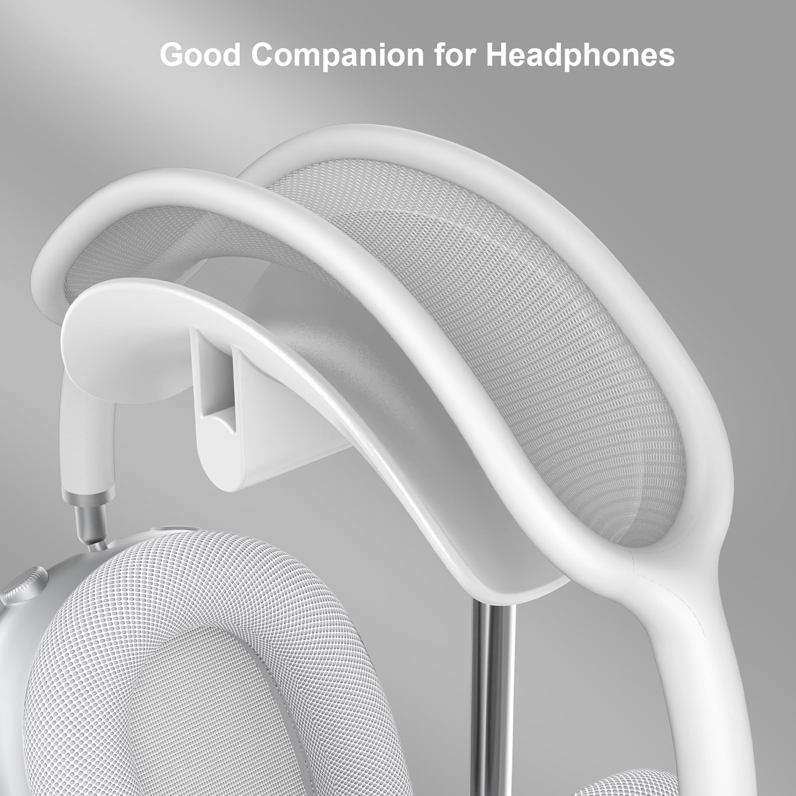 Supporto Per Cuffie Con Vassoio - Stand Curvo Per AirPods Max, Beats, Bose | Bianco, Base Stabilizzante - Foto 9