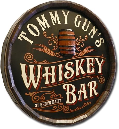 Vista 368 de THOUSAND OAKS BARREL CO. Personaliza el letrero de un cuarto de barril con cócteles de gato negro, barril de vino hecho de madera de roble de alta