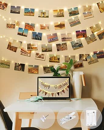 Fotogirlande Set Mit 30 Rahmen - DIY Fotoleine Für Wanddekoration