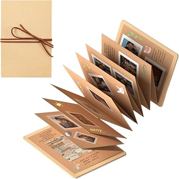 Handmade 3D Album, Accordion Type, Pop-up Scrapbooking, DIY Photo Album, Photo Book, Keepsake, Wedding, Baby, Graduation, Birthday Gift, Yellow 7.1 x 4.7 inches 18 x 12 cm