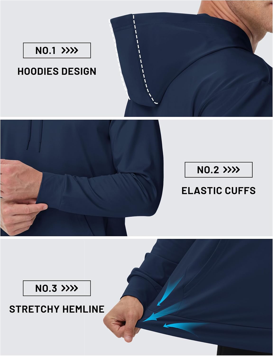 TACVASEN Mens Hoodies Fleece Lined Pullover Athletic Water-resistant Casual Workout Midweight Sweatshirts Kangaroo Pockets - Image 5