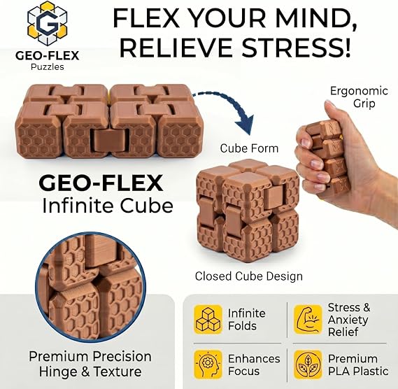 Fidget Cube Stres Küpü - ( Bronz ) - 6 Fonksiyonlu Odaklanma ve Zihin Egzersizi