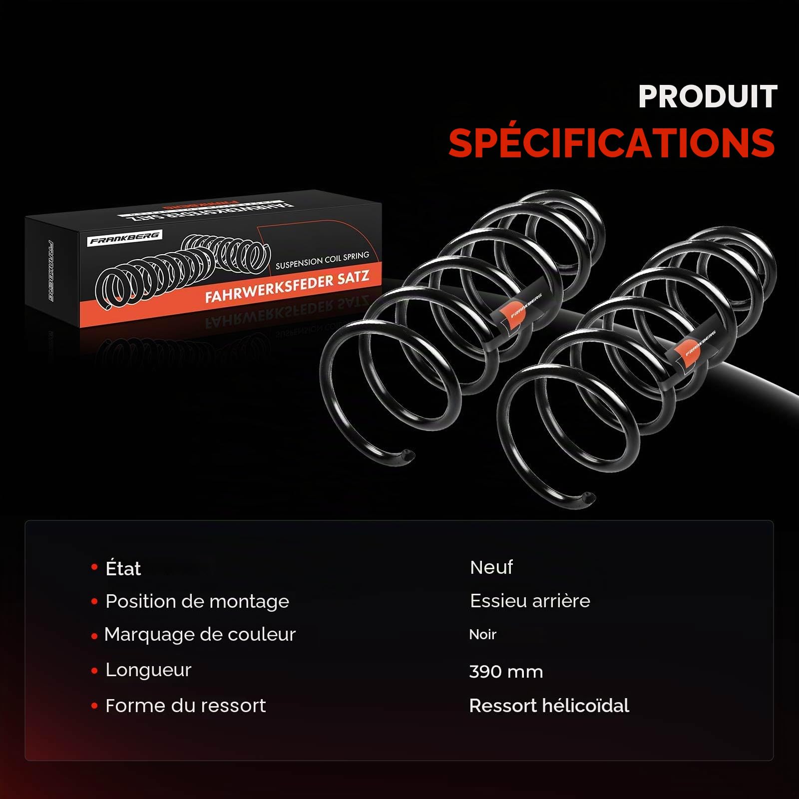 Frankberg 2 ressorts de suspension pour essieu arrière 5102Z9 | Compatible avec: Tipi partenaire, Berlingo Multispace B9, C4 Picasso I MPV UD