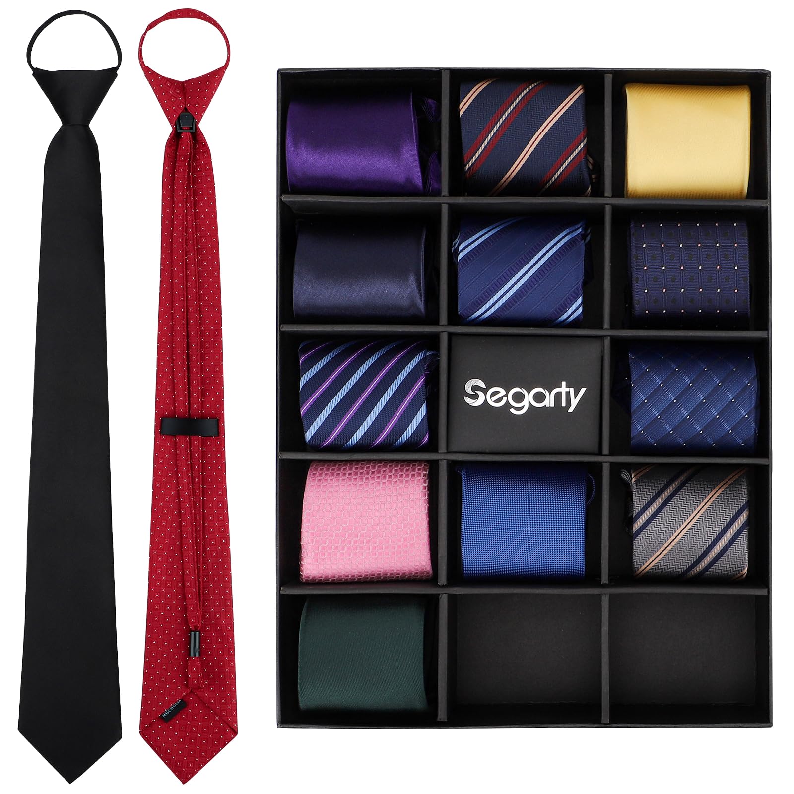 Segarty Neckties for Men, 14 PCS Classic Assorted Jacquard Neck Tie, Men's Pretied Ties Set for Formal Business Wedding