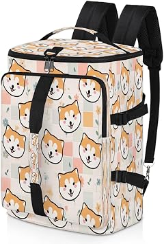 Cute Dog Gym Duffle Bag Backpack Waterproof Sports Bags with Shoe Compartment 48L Carry On Overnight Weekender Travel Luggage