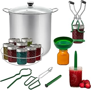 Canning Pot, Stainless Steel 21.5QT Water Bath Canner with Rack and Lid, Canning Supplies with Complete Canning Tool Set for Beginners and Enthusiasts