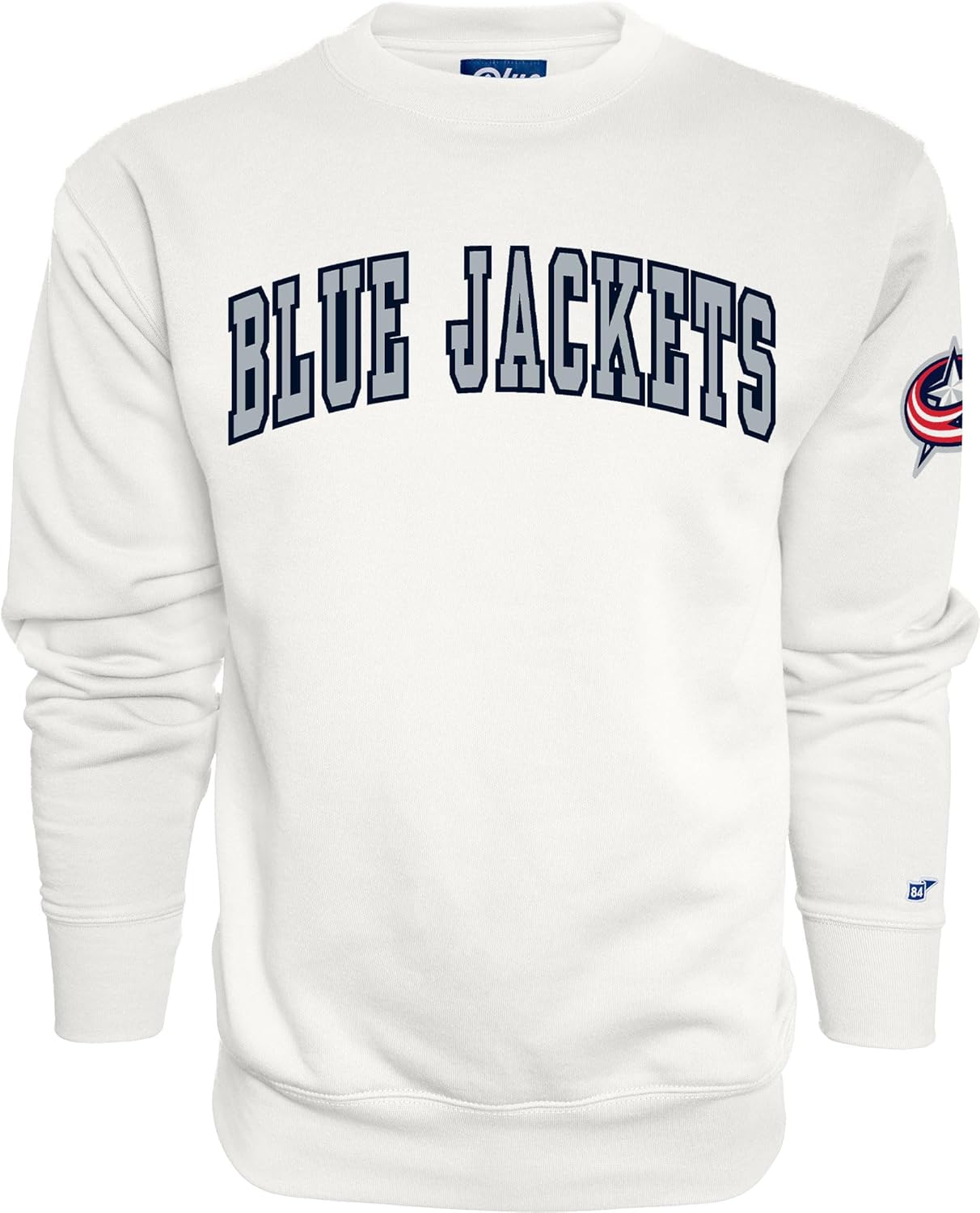 Blue 84 NHL unisex-adult Nhl Officially Licensed Crewneck Sweatshirt Sleeve Logo White