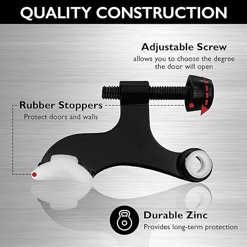 Miniatura 4 de Design House 189126 - Tope de puerta con bisagra de núcleo hueco, paquete de 10 unidades, color negro mate, 10 unidades