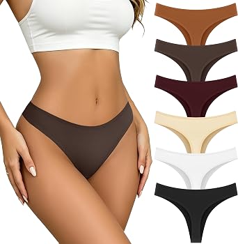 Allxwek Womens Sexy Thongs Underwear Breathable High Stretch Low Waist Panties 6 Pack