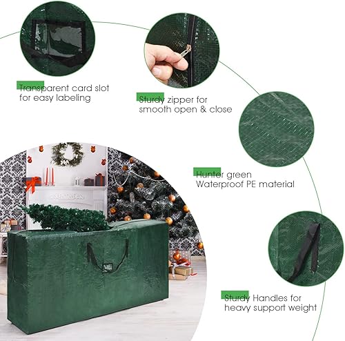 Miniatura 2 de Bolsa de almacenamiento grande para árbol de Navidad, se adapta a árbol de vacaciones desmontado de hasta 9 pies, con cremalleras suaves y ranura