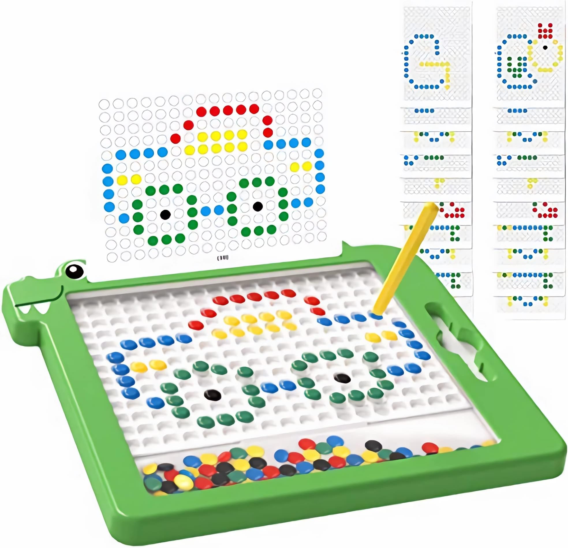 FOREVIVE Magnetic Drawing Board，Magnetic Toys for Kids Ages 3-5，Magnetic Board for Kids，Magnetic Doodle Board，Magnetic Dot Art，3 4 5 6-Year-Old Boys and Girls Travel Toys (Green Dinosaur)