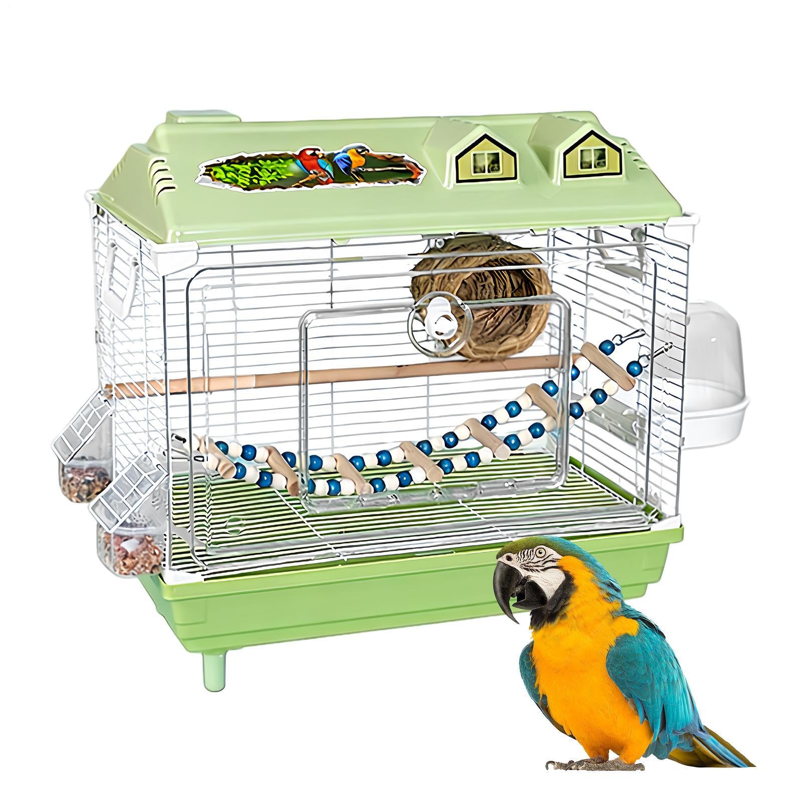 Jaula Para Ninfas Portátil Transparente para Cacatúa Ninfa | Jaulas Para Pájaros Con Percha De Madera Para Periquitos Para Interior Agapornis Pinzones Cacatúa Conuro Guacamayos
