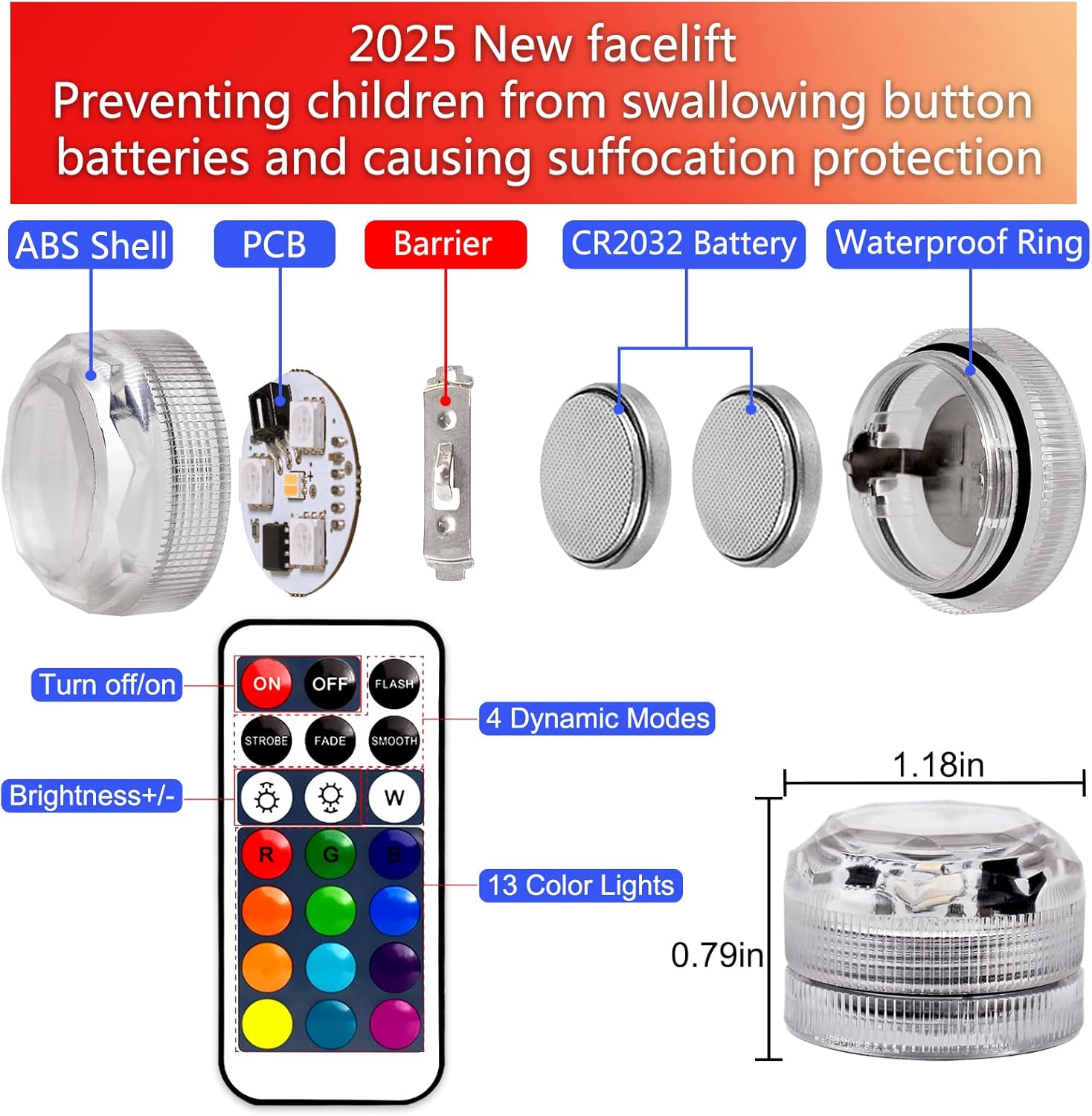 Mini Submersible LED Lights,Small Underwater Tea Lights Candles Waterproof with Remote Battery Operated,RGB Color Changing for Vase Home Party Wedding Table Halloween Pumpkin Centerpieces image 2 of 6 B0DT9PX9H1