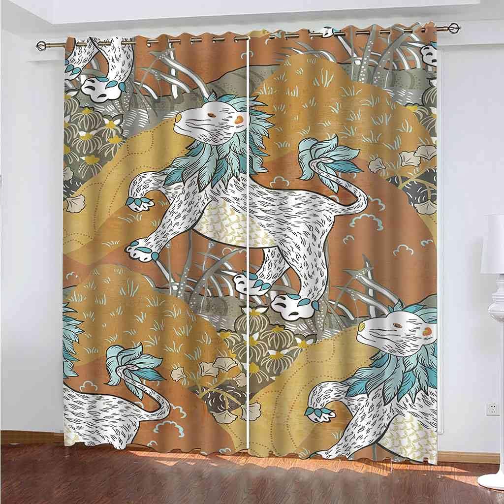 Modern Blackout Curtains with Eyelet 3D Printed Thermal Insulated Window Treatments Forest Animal Cheetah Living Room Bedroom Window Drapes 2 Panel Set 72" X 108" (2XW27.5"xL63")