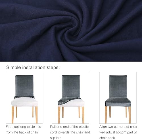 Miniatura 6 de Paquete de 4 fundas protectoras para sillas de comedor, elásticas, extraíbles, lavables, cortas, para hotel, comedor, ceremonia, banquete, boda y