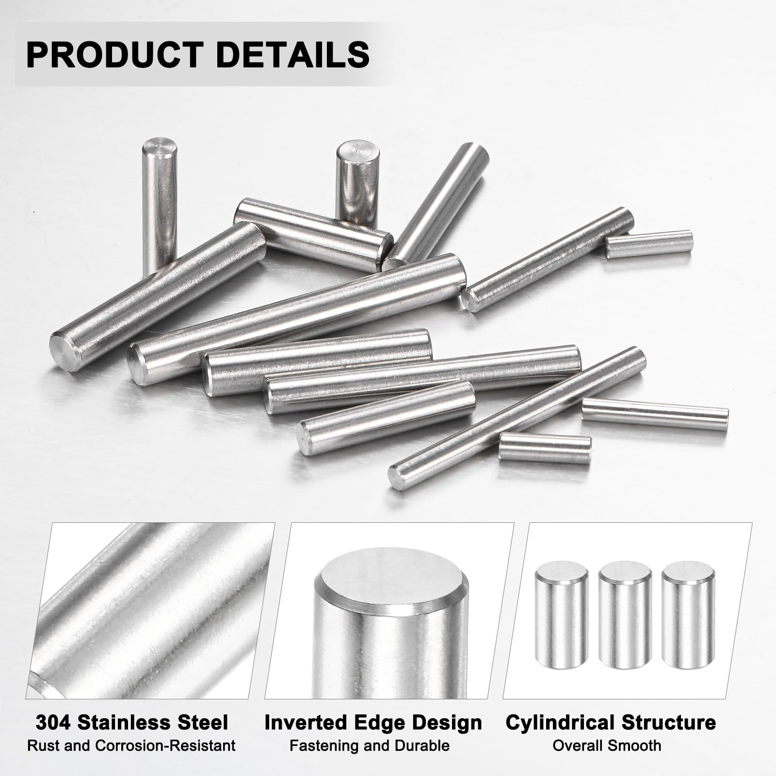 M METERXITY 40-Pack 5 x 10 mm Dowel Pin, 316 Stainless Steel Support Pin Fastener Elements for Metal Devices/Wooden Projects - Image 2
