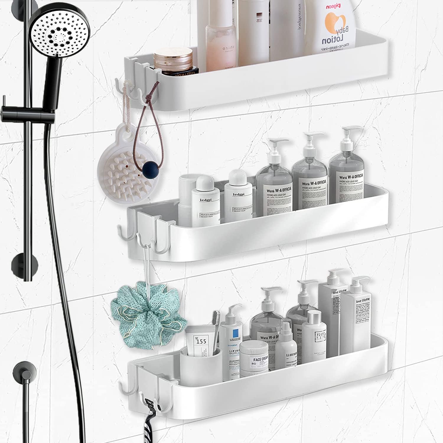 Resdenio Wall Mount Shower Caddy Hanging No Drill