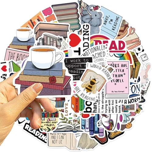 Vista 13 de 100 calcomanías para libros, calcomanías de lectura, calcomanías de libro para botellas de agua, accesorios de libros, ofertas de biblioteca