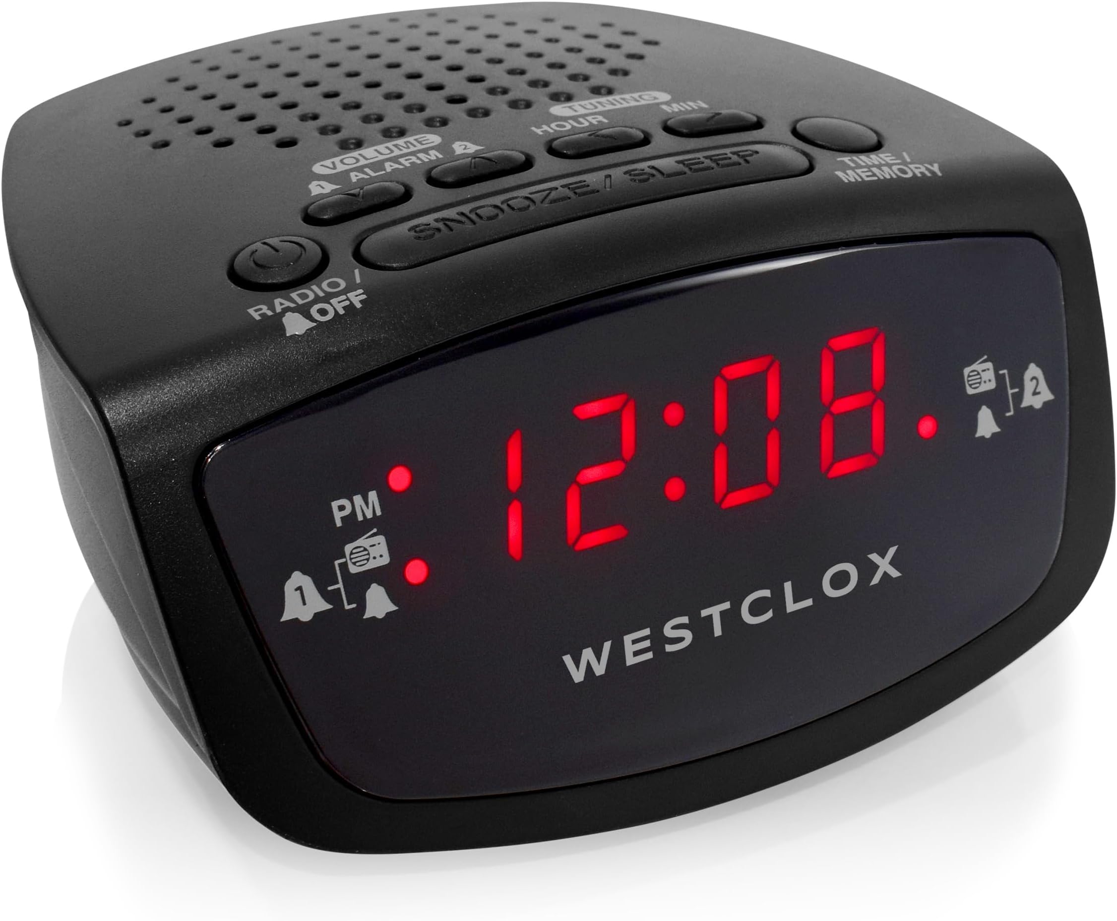 Dual Alarm Clock Radio 0.6" Red LED Display, FM Radio with 20 Presets, Adjustable Brightness, Snooze & Battery Backup, Digital FM Clock Radio Alarm for Bedrooms (Black)