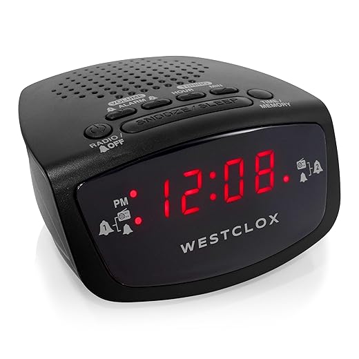 Westclox Dual Alarm Clock Radio 0 . 6 " Red LED Display, FM Radio with 20 Presets, Adjustable item