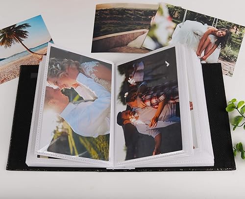 Miniatura 6 de RECUTMS Álbum de fotos con cubierta de cuero, 100 bolsillos, para fotos de 4 x 6 pulgadas, 5 por página, regalo del día de San Valentín, álbum de